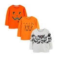 Set t-shirt Halloween da bambino a manica lunga con stampe di zucca e scheletro divertenti - 2Y(90cm) / Combinazione di Stampe Zucca e Pipistrello