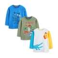 Drei langärmelige Baumwoll-T-Shirts für Jungen mit bunten Comic-Tier-Prints im Set - 2Y(90cm) / Langarm T-Shirt Set (5377+5393+5397)