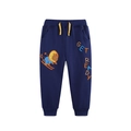 Dark blue boys sweatpants featuring yellow drawstring and lion cartoon embroidery - Dark Blue / 2Y