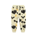 Pale yellow boys' sweatpants with Halloween pumpkin and bat prints and black drawstring - Beige (3174) / 2Y(90)