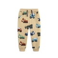 Khaki joggingbroek voor jongens met cartoon bouwvoertuigen en elastische taille - 2Y(90) / Khaki