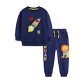 Chándal infantil azul marino con bordado de astronauta y cordón amarillo en pantalón - 2Y(90) / Azul Marino