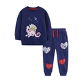 Ensemble fille bleu marine en tricot avec imprimé dragon et écussons cœur - Bleu marine / 2Y(90)