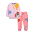 Pink toddler cotton tracksuit with rainbow sweatshirt and puppy embroidered joggers - 2Y / Pink (8214+3072)