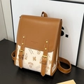 Sac à dos motif ourson en cuir synthétique marron et blanc cassé contrasté - Blanc Cassé