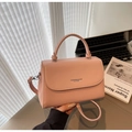 Elegante borsa a tracolla in pelle PU rosa con patta liscia e texture litchi laterale - Rosa
