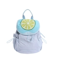 Sac à dos bleu clair et gris avec motif citron jaune et cordon de serrage - Motif Citron / Bleu
