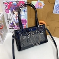 Sac Ita noir brillant avec anneaux en cœur et fenêtre transparente pour badges - Noir