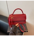 Retro burgundy crossbody bag with glossy finish and gold buckle for women - Red