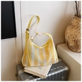 Sac fourre-tout en maille jaune et blanc avec bandoulière sur bagage pour le voyage - Jaune