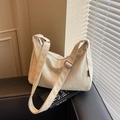 Sac à bandoulière minimaliste en toile blanc crème avec large sangle réglable - Khaki Clair