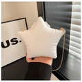 White star-shaped crossbody bag with quilted details and a fine gold chain strap - White