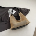 Straw tote bag with black faux leather trim and handles for casual summer styling - Black without Pendant