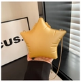 Star shaped yellow crossbody bag with puffy texture and fine gold metal chain strap - Gold