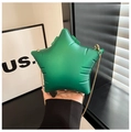 Emerald green star-shaped crossbody bag with gold chain strap in a matte leather finish - Green