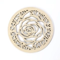 Sous-verre en bois avec motif de rose découpé au laser pour isolation thermique - Style Creux Rose 31 (Wooden Mat-31)