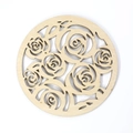 Sous-verre rond en bois avec motif de rose évidé découpé au laser pour la table - Style Creux Rose 33 (Wooden Mat-33)