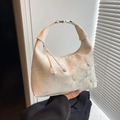 Cream lace embroidery crossbody bag featuring 3D white butterfly details and pearl beads - Off White