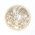 Laser-cut wooden coaster with hollow butterfly and floral pattern for heat insulation - Butterfly Floral Style (Wood Coaster-35)