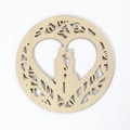 Sous-verre en bois découpé au laser avec silhouette de couple de mariés et cœur - Style Silhouette de Couple en Coeur (Pad en Bois-36)