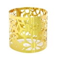 Dettaglio del portacandele decorativo dorato in metallo con intaglio laser traforato - Oro Specchio