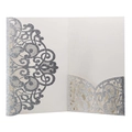 Elegant laser-cut silver glitter invitation cover with intricate floral patterns for weddings - Silver Glitter
