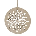 Decorazione natalizia in legno intagliato a laser con fiocco di neve e corda di canapa - Floreale Radiale Traforato (Natale-14A)