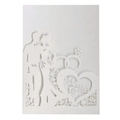Lasergesneden witte huwelijksuitnodiging met Mr & Mrs silhouetten en hartmotief - Wit