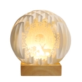 Lampe de Noël 3D en papier découpé avec renne et bonhomme de neige sur socle en bois - Lampe Boule-E / Ivoire