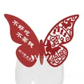 Detalle de tarjeta de mariposa roja troquelada con láser para borde de copas - Estilo Mariposa de Corte Láser (BK-2)