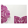 Detail of laser-cut mandala floral patterns on purple glitter invitation card cover - Glitter Fuchsia