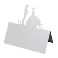Laser cut wedding place card with bride and groom silhouette in pearl white finish - 10*10CM / White