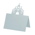 Light blue laser-cut castle place card for party table decoration with folding design - 12*9cm / Pearl Pale Blue