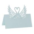Marque-place découpé au laser avec cygnes en cœur bleu clair pour tables de mariage - 9*9cm / Bleu Pâle Perlé