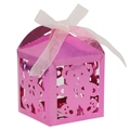 Detailed view of pink cutout bear gift box with matching soft pastel pink ribbon tie - Nail Powder