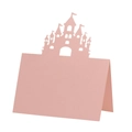 Pink castle laser cut place card for birthday parties with folding stand structure - 12*9cm / Pink