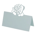 Marque-place découpé au laser bleu clair avec motif de rose pour table de mariage - 10*10CM / Bleu Pâle Perlé