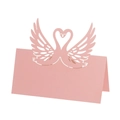 Marque-place cygne rose découpé au laser avec design cœur pour décoration de mariage - 9*9cm / Rose