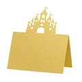 Golden laser-cut castle place cards with pearlescent finish for wedding party tables - 12*9cm / Gold