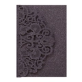 Detailed laser cut lace wedding invitation cover in purple glitter paper finish - Glitter Black