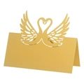 Laser-cut swan place cards in gold pearlescent paper for wedding table decorations - 9*9cm / Gold