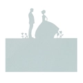 Macro shot of light blue wedding place card featuring laser-cut bride and groom silhouette - 10*10CM / Pearl Pale Blue