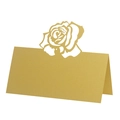 Détail du marque-place doré avec rose découpée au laser et texture scintillante - 10*10CM / Or