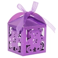 Hollow purple bear party favor box with lavender ribbon for baby showers and birthdays - Mirror Dark Purple