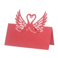 Marque-place cygne rouge découpé au laser avec cœur pour décoration de table mariage - 9*9cm / Rouge Perlé