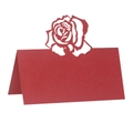 Élégante carte de table rose rouge découpée au laser avec motif creux pour mariage et fête - 10*10CM / Rouge Perlé