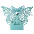 Laserschnitt Hellblaue Schmetterling Geschenkbox mit Schleife für Hochzeit und Party - Tiffany Blau