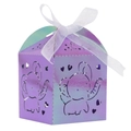 Caja de caramelos de elefante holográfica cortada con láser y patrones de corazones - 5*5*8CM / Púrpura Arcoíris