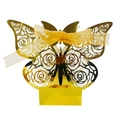 Goldene lasergeschnittene Schmetterling-Geschenkbox mit Rosenmustern und Organzaband - Reflektierendes Gold