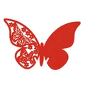 Vibrant red butterfly seat card with intricate laser-cut floral patterns for weddings - General Red Hollow Style (Customizable)